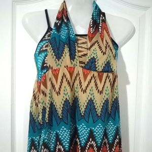 Blue and brown summer blouse for girls size 4/5
